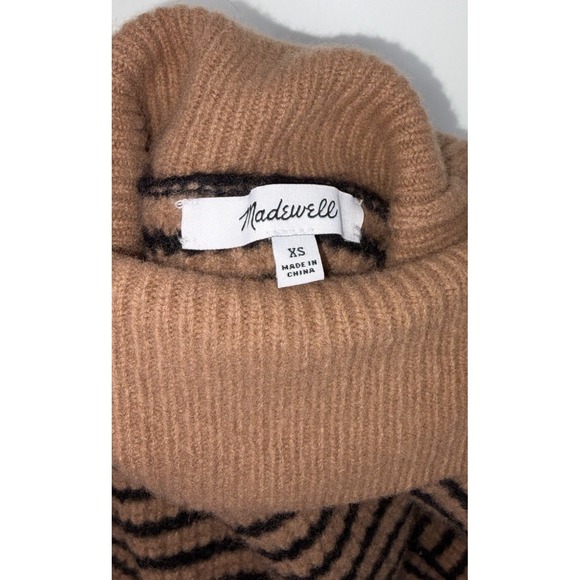 Madewell Waffle Knit Wool Turtleneck Sweater Striped Minimalist‎ Neutral Cozy XS - Picture 6 of 7
